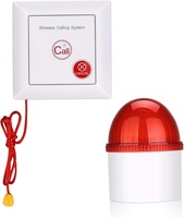Sirène d'extérieur sans fil pour appel infirmier avec lumière stroboscopique, 3 LED rouges, sirène flash 110 dB et 2 boutons de panique pour bureau, entrepôt, entreprise
