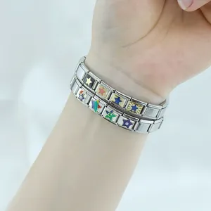 Hapiship italiano charme pulseira atacado aço inoxidável italiano encantos Pulseras estrela charme ZH028 - Product Image 2