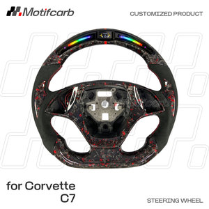 Volante de fibra de carbono forjado rojo LED personalizado para Corvette C7 Z06 ZR1 Stingray Z51 Coupe y Chevrolet Camaro 2013-2019 - Product Image 2
