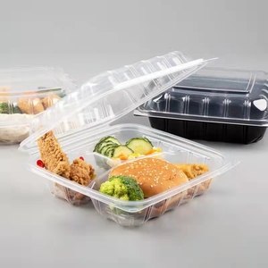 Eco 9"x6" Transparent Clear Disposable Plastic PP Hinged To Go Food Containers Takeaway Clamshell Take Out Lunch Bento Boxes