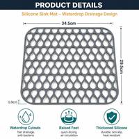 Tapis de drainage d'évier en silicone personnalisé avec logo, qualité alimentaire, protection pour la vaisselle, résistant à la chaleur, dessous de plat anti-rayures, OEM ODM