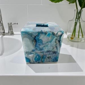 Porta Caja de Pañuelos de Ágata de Lujo, Piedra Natural, Diseño Elegante, Decorativo para Baño - Product Image 1