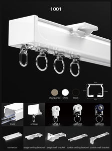 Rail de rideau en aluminium de haute qualité, robuste, pour plafond, double rail, 1001 - Product Image 2