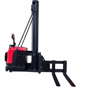 Apilador eléctrico de horquilla lateral de pie de pasillo estrecho con elevación libre - Product Image 1