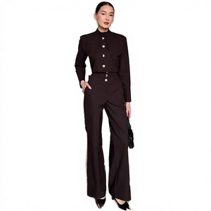 Y126 Luxury Polyester Breathable Slim Fit Ankle-Length Abaya Jacket Irregular Casual Pants 2-Piece Matching Set Elegant Women's - Product Image 2