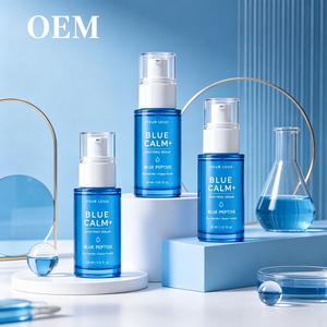 เซรั่มบำรุงผิวหน้าสูตรเปปไทด์สีฟ้า ผลิตแบบ ODM แบรนด์ส่วนตัว ช่วยปรับสีผิวให้สม่ำเสมอ ชุ่มชื้นยาวนาน บรรจุภัณฑ์ขวดแบบกำหนดเองได้ - Product Image 2
