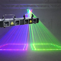 Hot Disco Laser Light 4 Lentilles RGB LED Stage Light DMX Voice Controlled Beam Laser Cube Dance Floor Club Effet Éclairage