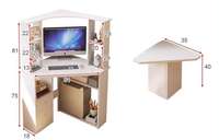 Petite table d'ordinateur portable en bois minimaliste, durable, triangulaire, pour coin d'étude, bureau mural avec rangement pour chambre ou usage étudiant