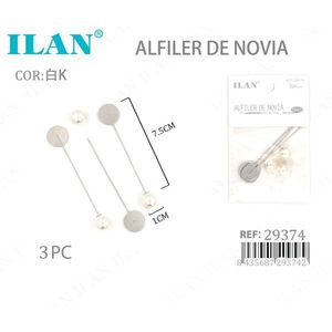 Broche de Perlas Ilan para Novia, 7.5 cm, Blanco K, 3 Piezas - Product Image 1