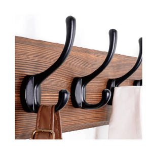 <span class=keywords><strong>Porte</strong></span>-<span class=keywords><strong>manteau</strong></span> mural en bois massif de pin rustique - 5 crochets pour accrocher les vêtements - Product Image 3