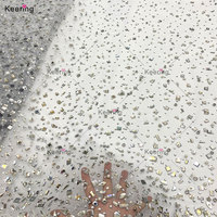 WFB-231 Keering africain lourd verre diamant Spandex Tulle cristal maille luxe perle tissu pour robe Sexy