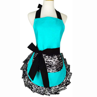 Tablier sexy rétro amusant en dentelle noire avec poche pour femmes et filles