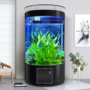 일체형 50W 바닥 거치형 유리 수족관 반원형 다이닝 거실 가구 내장형 여과 시스템 풀세트 - Product Image 3