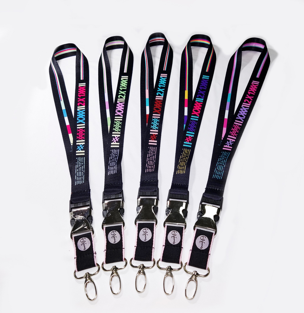 Half Metal Buckle Personalized Woven Logo 25 mm Width Satin Polyester Custom Lanyards with logo Sublimation Image 2