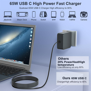 Adaptador de Corriente USB-C de 65W para MacBook, Cargador para Portátil con Cable, Diseño Portátil - Product Image 4