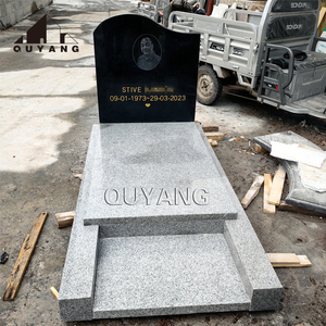 Monument funéraire double en granit noir et beige, style européen moderne, sur mesure QUYANG - Product Image 3