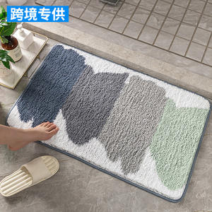 Tapis de salle de bain rectangulaire en polaire dégradé, absorbant et antidérapant, design nordique, pour salle de bain, chambre et entrée - Product Image 1