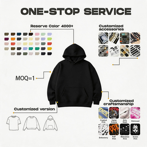 Hoodie personnalisé à capuche zippé court, coupe carrée, 100% coton épais, broderie en relief, MOQ 1 - Product Image 4