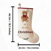 Nouvelle chaussette de Noël écologique, douce, brodée, avec motifs mignons de panda, bonhomme de neige et renne, pour la décoration de fêtes.