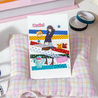 Ensemble de 8 rouleaux de ruban Washi écologique à motifs de dessins animés, bandes décoratives fines auto-adhésives colorées pour journal et agenda