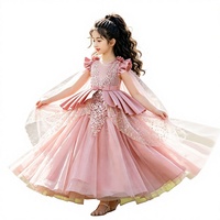 Robe de bal longue pour filles, style princesse, en crochet floral, 100% polyester, pour fête d'anniversaire, mariage, spectacle, couleur blanche