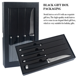 4 cái Nhà thiết yếu nhà hàng dao kéo bảng dao nhựa xử lý ergonomic xử lý Retro răng cưa bít tết Bộ dao - Product Image 6