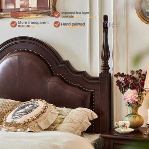 American Solid Wood Bed <b>Cherry</b> Wood <b>Top</b> Layer Cowhide Soft Leather 1.8m Box Bed Diroborg Furniture <b>Cherry</b> Wood Full Bed - Product Image 4