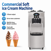 Machine à glace molle commerciale 3 saveurs, 32L/H, haute production, automatique, pour usage professionnel intensif