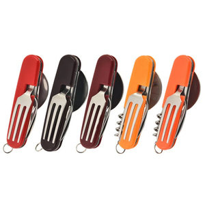 Customized portable knife fork spoon stainless steel camping utensil set outdoor folding camping cutlery knife set - Product Image 5