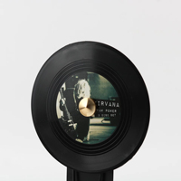 Décoration de disque vinyle en fer forgé de style vintage, petite taille, noire avec accents dorés, pour la maison et l'hôtel