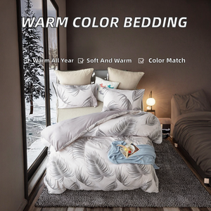 Pure Color Brushed Four-piece Polyester Printed Eco-Friendly Modern Winter Washed Warm Color Matching Kit <b>Comforter</b> <b>Set</b> - Product Image 2