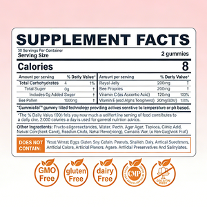 Usine OEM ODM, Marque Privée, Gummies Véganes au Pollen d'Abeille Bio, Complément Alimentaire Sans <span class=keywords><strong>Sucre</strong></span> pour le Système Immunitaire et l'Énergie - Product Image 3