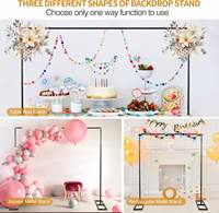 Support de fond carré en métal noir 8,2 pieds, arche de mariage, support d'arche de ballons robuste, support de tige sur table avec pinces