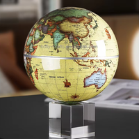 Globe terrestre antique de 15 cm, géographie, alimentation solaire, rotation silencieuse à 360°, base en plastique, carte HD, décoration de bureau à domicile, cadeau STEM