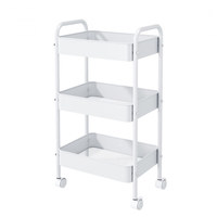 Chariot de rangement à double poignée, 4 niveaux, en acier au carbone, avec roulettes pivotantes, pour buanderie, bureau, fournitures d'artisanat
