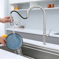 Robinet de cuisine Shepherd Crook à douchette extractible haute arche en acier inoxydable brossé en forme de U pour cuisine moderne - Fournisseur en gros