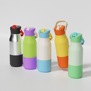 Insulated Water Bottle Macaron Color Blocking Detachable Handle Travel Outdoor Home Office Use - Product Image 1