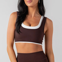 Nouveau soutien-gorge de sport 2026 à blocs de couleur, maintien élevé, bretelles croisées, en Spandex/Nylon, design faux deux pièces, hauts absorbant les chocs