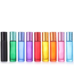 Bouteilles de parfum à bille givrées de 10ml rouleau en acier en verre vide rechargeable pour bouchon brossé à bille pour sérigraphie d'huiles essentielles - Product Image 1