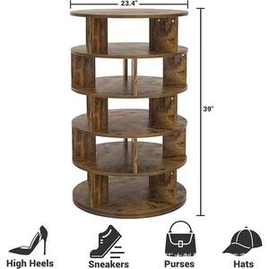 Popular 5-tier rotating <b>shoe</b> rack, wooden wardrobe <b>shoe</b> cabinet, tower style, <b>space</b>-<b>saving</b> <b>shoe</b> cabinet - Product Image 4