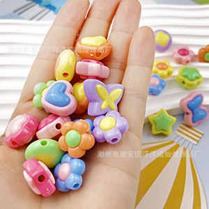 Acrylic Cartoon Beads Five Pointed Star <b>Flower</b> Heart Butterfly Kids Hair Tie Phone Chain Multifunctional DIY Accessory - Product Image 4