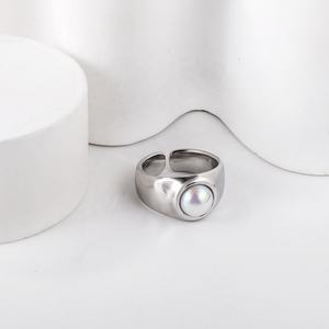 Joyería para Mujer, Accesorios, Juego de Joyería al por Mayor, Acero Inoxidable, Chapado en Oro de 18K, Anillo de Mujer, Perla, Anillo Ajustable Chapado en Oro - Product Image 6