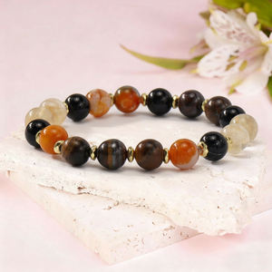 กำไลข้อมือหินบำบัด Go2boho ไร้ขีดจำกัดสำหรับผู้ชายผู้หญิงกำไลลูกปัดหินลาวาฮาวไลท์ธรรมชาติ - Product Image 4