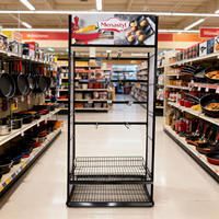 Support de présentoir de poêle à frire personnalisé pour supermarché magasin ustensiles de cuisine présentoir en métal de promotion pour la cuisson à la poêle