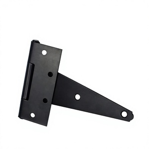 Charnières de porte en fer robustes et modernes, noires thermolaquées, de 4 pouces, à profil triangulaire en T, pour clôtures dissimulées, abris décoratifs, portes de grange et portails - Product Image 5