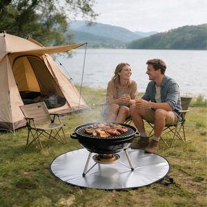 Easy to Clean <b>Portable</b> <b>Fire</b> <b>Pit</b> Mat Round Fireproof Heat Resistant Mat for Outdoor Patio <b>Camping</b> Bonfire - Product Image 6