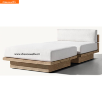 Ottoman d'extérieur moderne en teck, bois dur, huile naturelle, défense supérieure contre les intempéries, pour patio et jardin