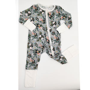 مخصص مطبوعة محبوك الخيزران رومبير ODM حديثي الولادة Onesie منامة مع اتجاهين سحاب مريح لليد بيجامة الطفل - Product Image 4