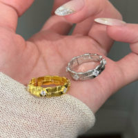 Bagues de déclaration de luxe au design brossé en argent sterling 925 plaqué or 18 carats avec zircon cubique, style tendance pour les mariages