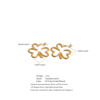 Boucles d'oreilles créoles JINYOU 5661 tendance en acier inoxydable plaqué or 18 carats PVD, motif trèfle ajouré, pour usage quotidien